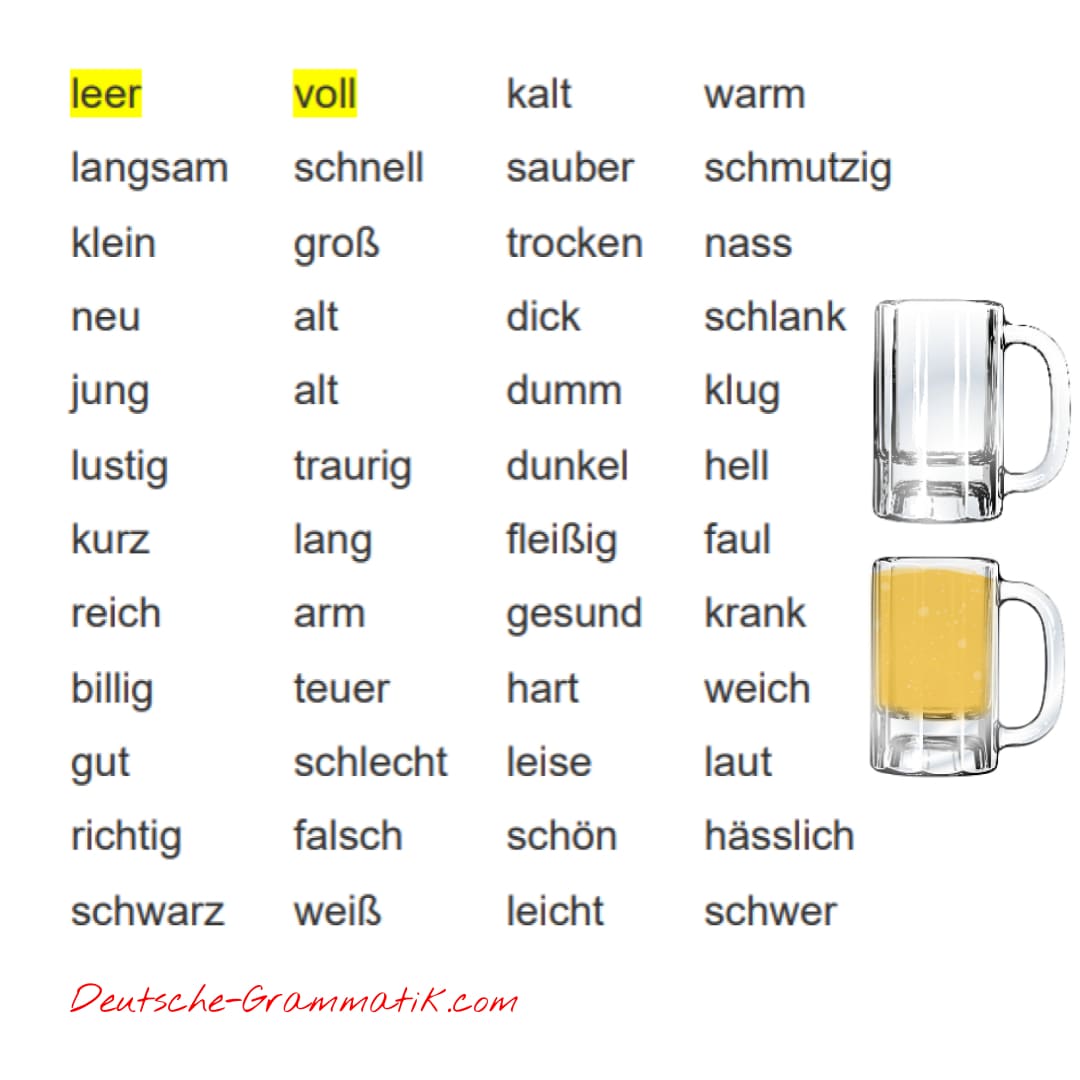 Adjektive Deutsch