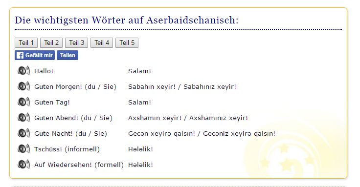 Wichtige Wörter auf Aserbaidschanisch online lernen