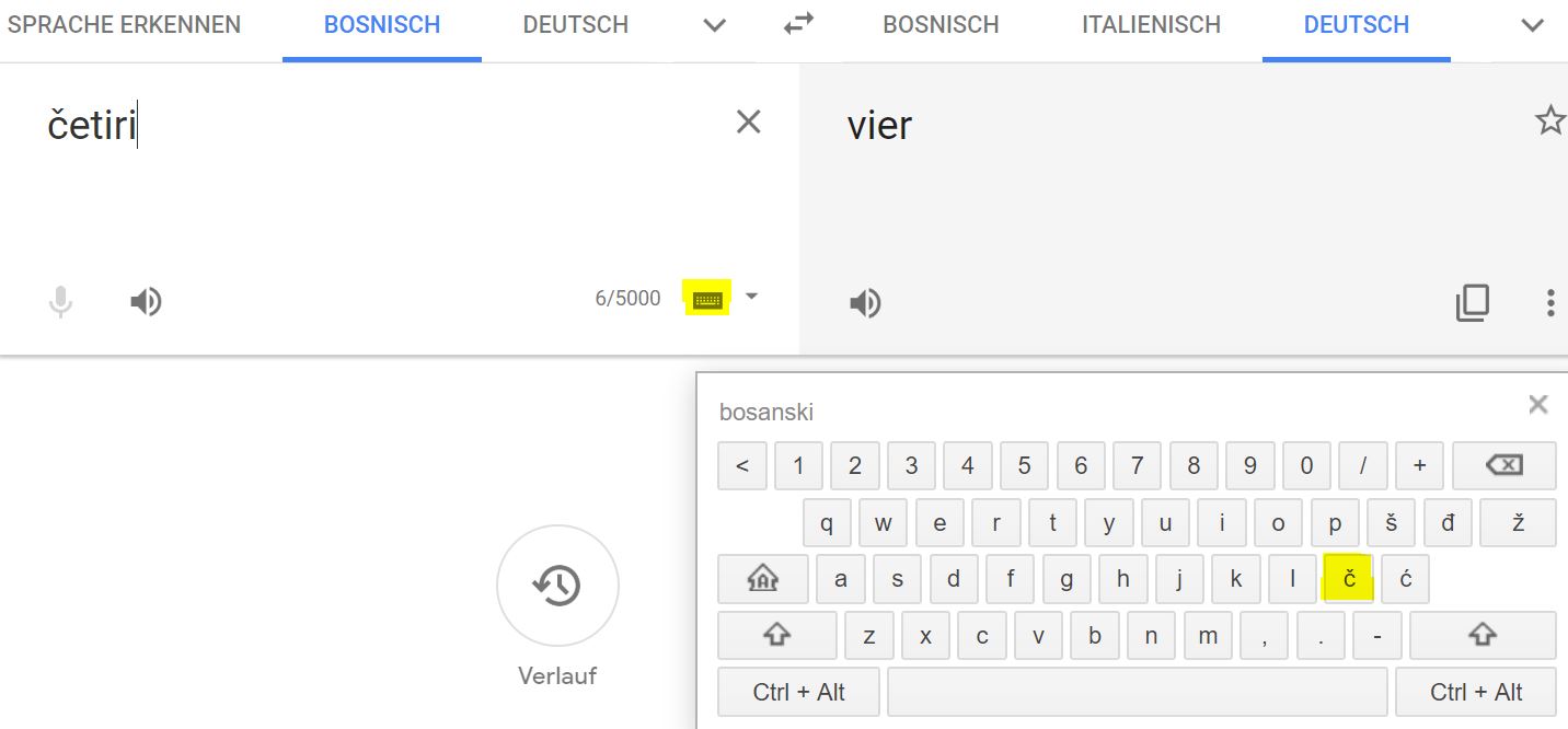 deutsch Bosnisch übersetzen mit tastatur