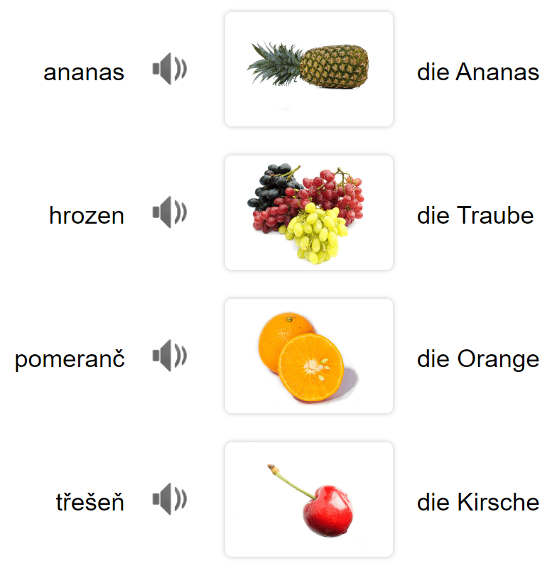 Obst auf Tschechisch