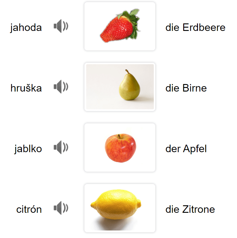 Obst auf Tschechisch