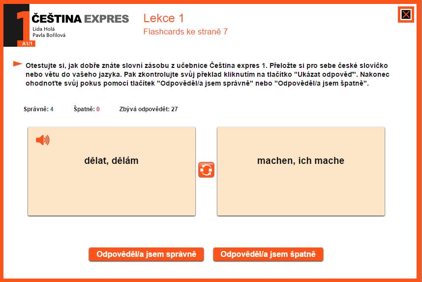 Online-Vokabeltrainer zum Lehrbuch Tschechisch Express 1