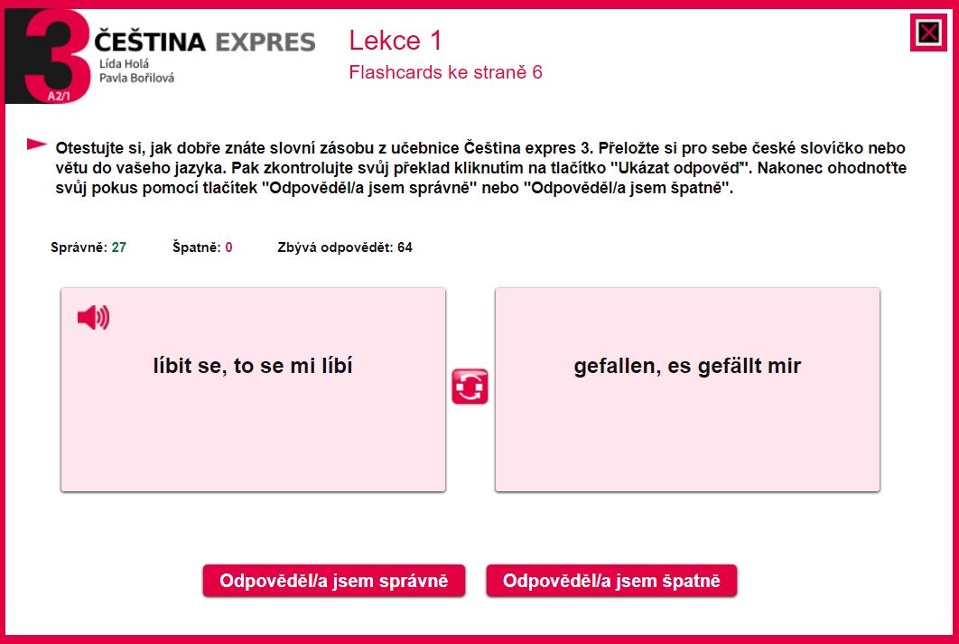 Online-Vokabeltrainer zum Lehrbuch Tschechisch Express 3
