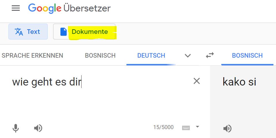 Bosnisch deutsch übersetzen ganze Dokumente