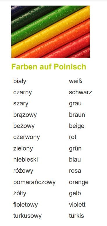 Farben Polnisch