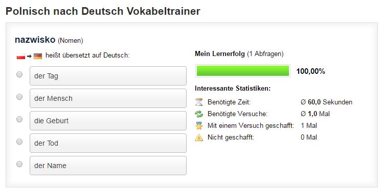 Kostenlos polnische Vokabeln lernen